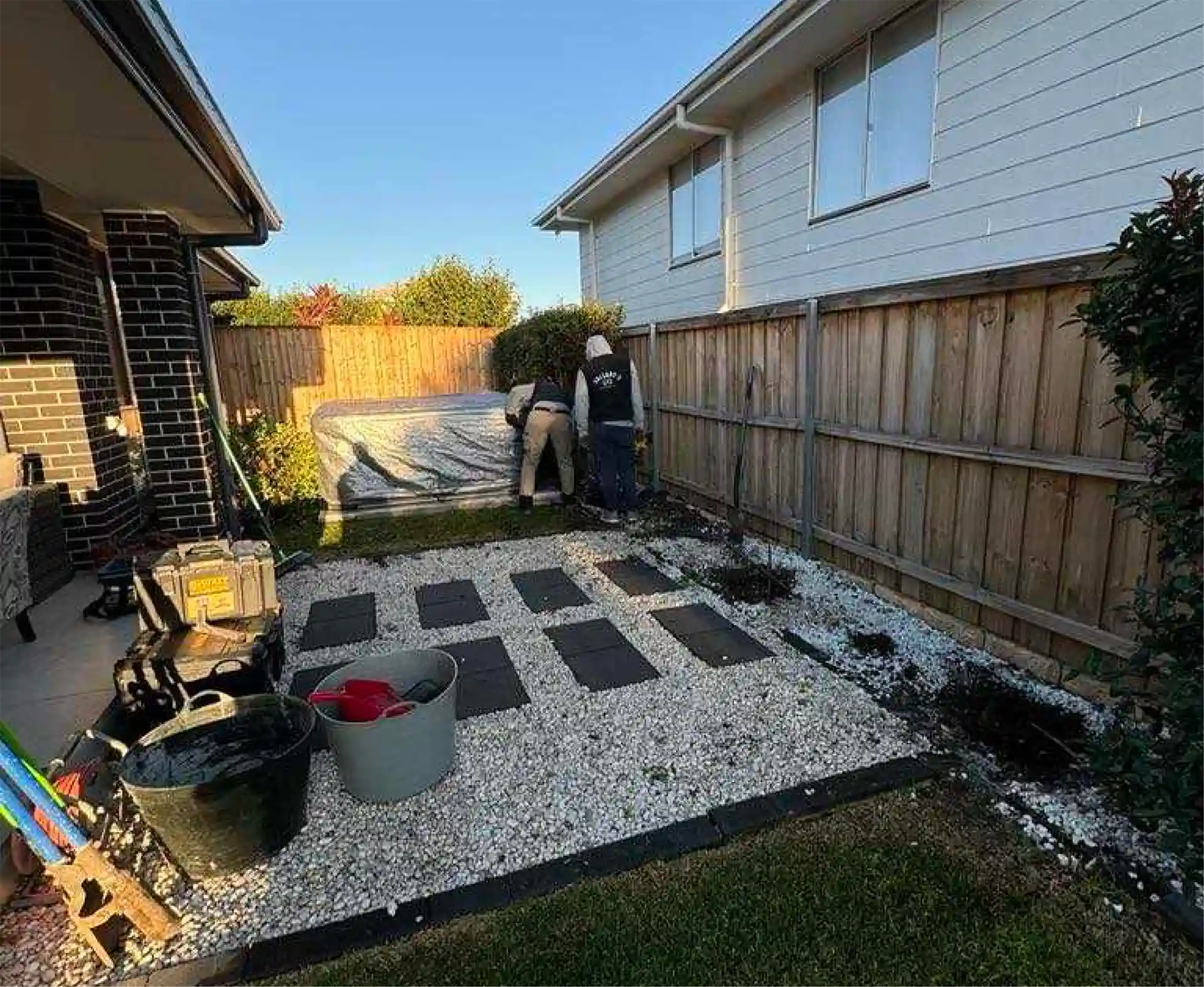 Outdoor area before a deck build by Ballard's Carpentry